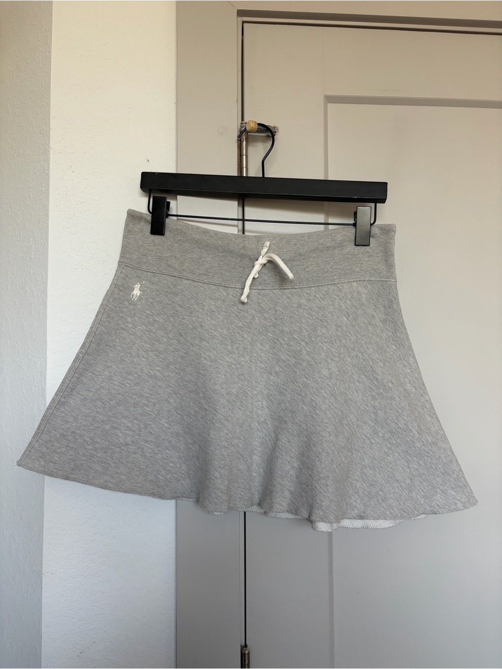 RALPH LAUREN VINTAGE Y2K FLEECE DRAWSTRING MINI SKIRT GREY WOMEN’S SMALL